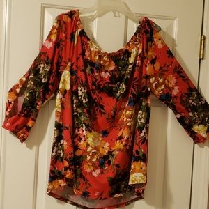 MultFloral cold shoulder shirt